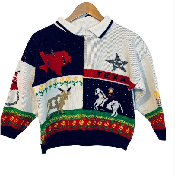 Vintage Sweaters - Vintage Texas Novelty Pullover Cotton Sweater